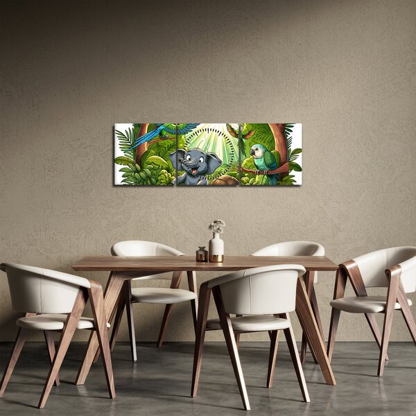 Obraz - Veselá zvířátka (s hodinami) (90x30 cm)