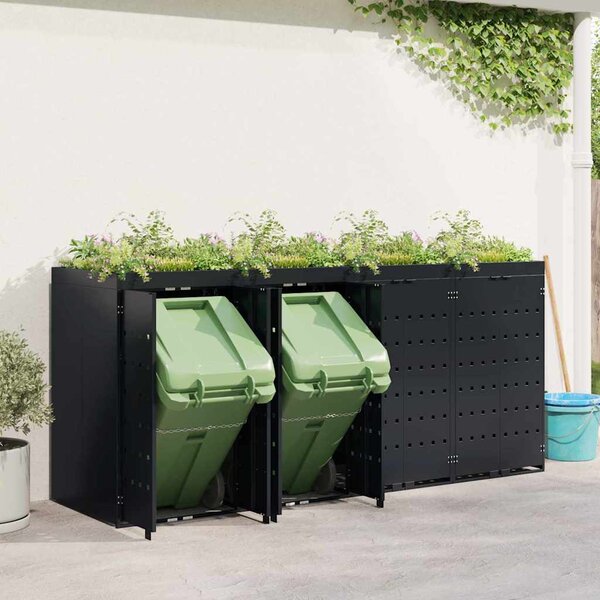 Úložný box na 4 popelnice Černá 272 x 77,5 x 121,5 cm 3394740
