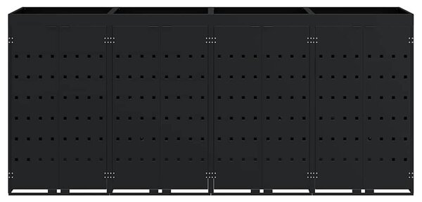 Úložný box na 4 popelnice Černá 272 x 77,5 x 121,5 cm 3394740
