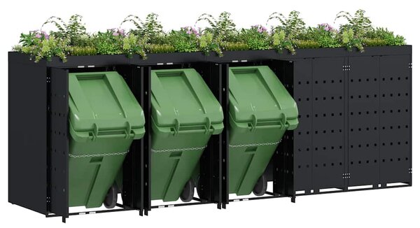 Úložný box na 5 popelnic Černá 340 x 77,5 x 121,5 cm 3394741