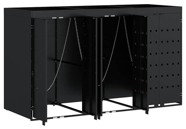 Úložný box na 3 popelnice Černá 204 x 77,5 x 121,5 cm 3394739