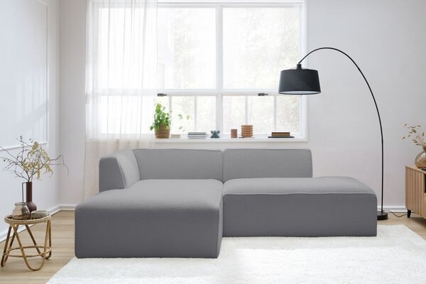 -25 % Dny MOMENTI– Bobochic Paris Světle šedá bouclé rohová pohovka Megeve 250 cm, levá
