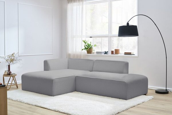 -25 % Dny MOMENTI– Bobochic Paris Světle šedá bouclé rohová pohovka Megeve 250 cm, levá