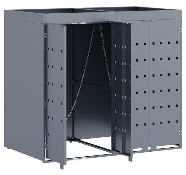Úložný box na 2 popelnice Světle šedá 136 x 77,5 x 121,5 cm 3394748