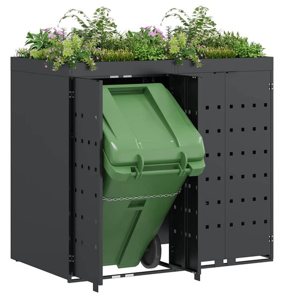 Úložný box na 2 popelnice Antracit 136 x 77,5 x 121,5 cm 3394743