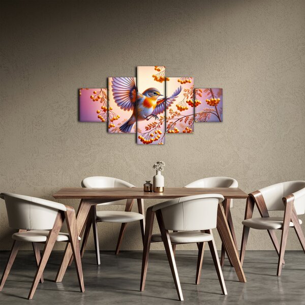 Obraz - Pták s Jeřabinou (125x70 cm)