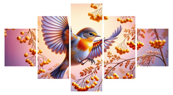 Obraz - Pták s Jeřabinou (125x70 cm)