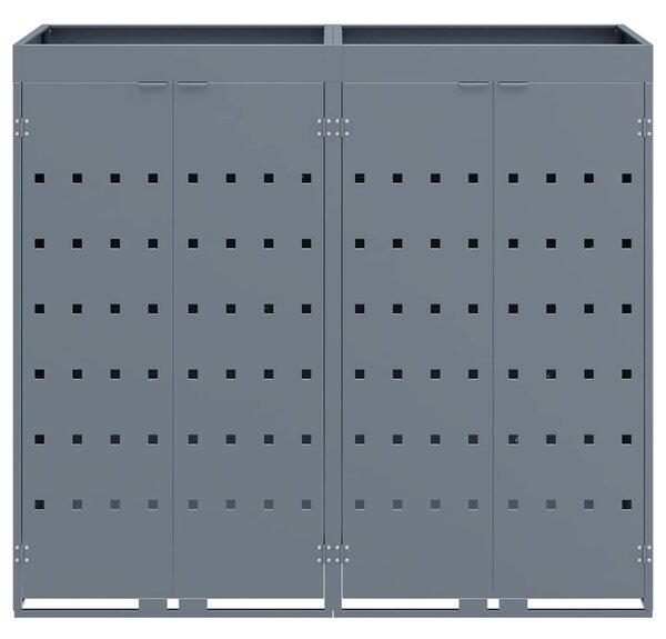 Úložný box na 2 popelnice Světle šedá 136 x 77,5 x 121,5 cm 3394748