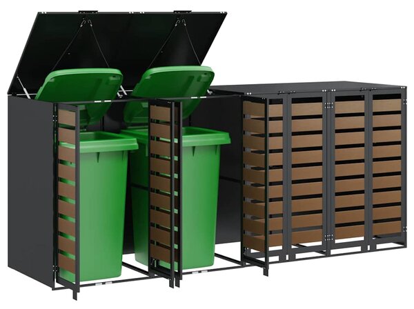 Úložný box na 3 popelnice Ocel Antracit 3394770