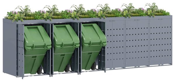 Úložný box na 6 popelnic Světle šedá 408 x 77,5 x 121,5 cm 3394752