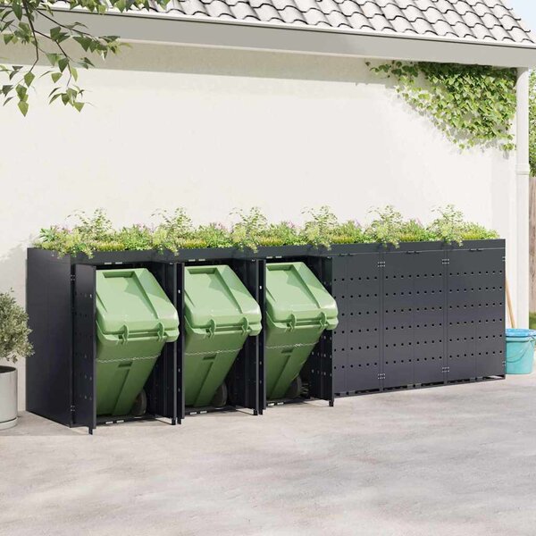 Úložný box na 6 popelnic Antracit 408 x 77,5 x 121,5 cm 3394747