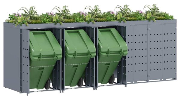 Úložný box na 5 popelnic Světle šedá 340 x 77,5 x 121,5 cm 3394751