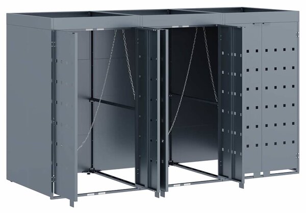 Úložný box na 3 popelnice Světle šedá 204 x 77,5 x 121,5 cm 3394749