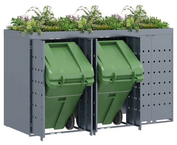 Úložný box na 3 popelnice Světle šedá 204 x 77,5 x 121,5 cm 3394749