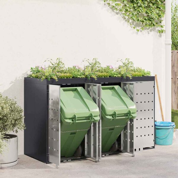 Úložný box na 3 popelnice Nerezová ocel Antracit 3394784