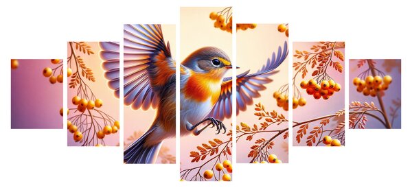 Obraz - Pták s Jeřabinou (210x100 cm)