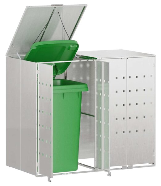 Úložný box na 3 popelnice Nerezová ocel Stříbrná 3394788
