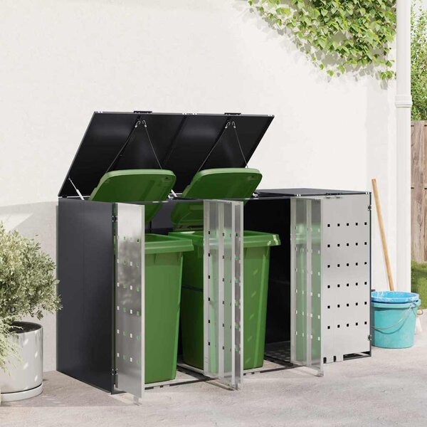 Úložný box na 3 popelnice Nerezová ocel Antracit 3394779