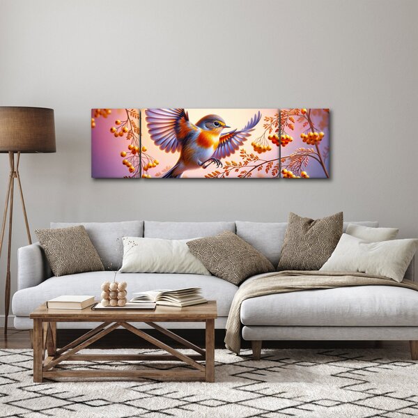 Obraz - Pták s Jeřabinou (170x50 cm)