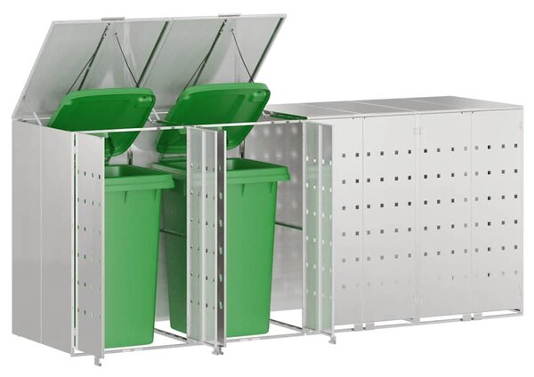 Úložný box na 3 popelnice Nerezová ocel Stříbrná 3394790