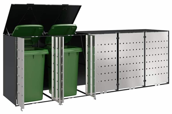 Úložný box na 3 popelnice Nerezová ocel Antracit 3394781