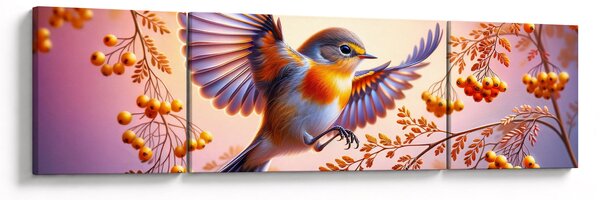 Obraz - Pták s Jeřabinou (170x50 cm)