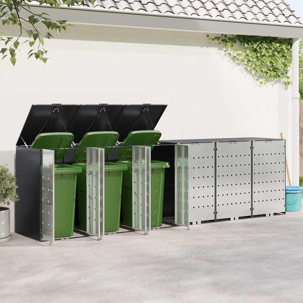 Úložný box na 3 popelnice Nerezová ocel Antracit 3394782