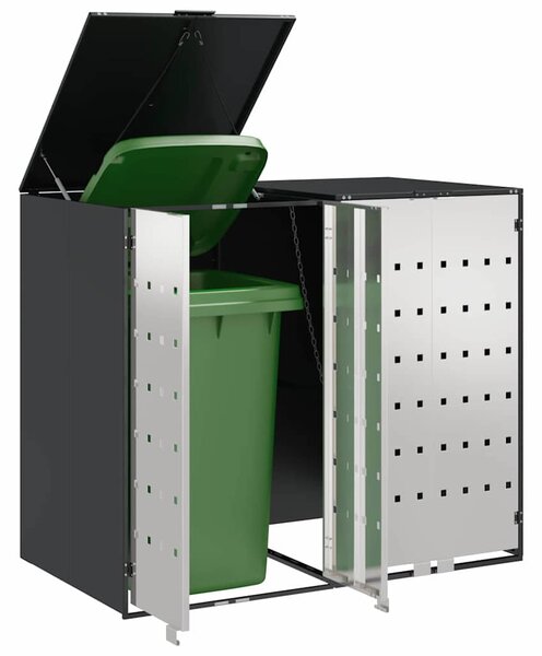Úložný box na 3 popelnice Nerezová ocel Antracit 3394778
