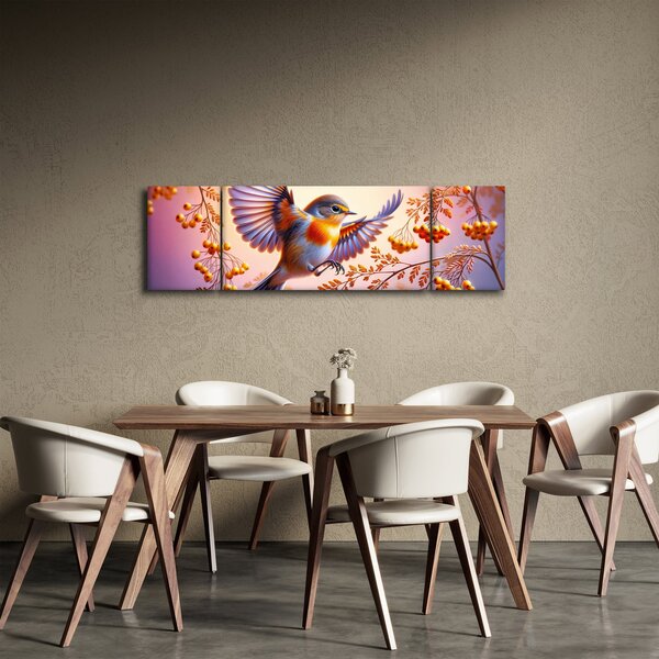 Obraz - Pták s Jeřabinou (170x50 cm)