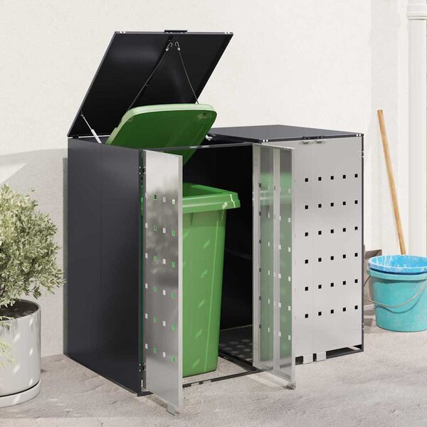 Úložný box na 3 popelnice Nerezová ocel Antracit 3394778