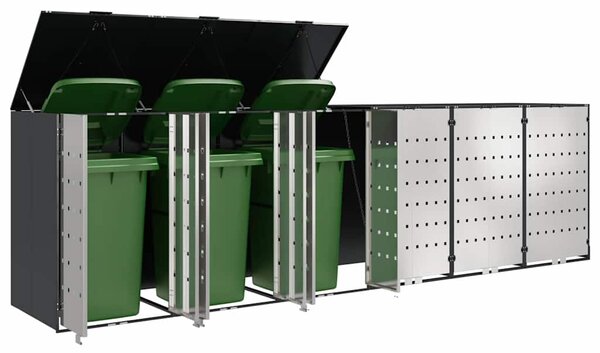 Úložný box na 3 popelnice Nerezová ocel Antracit 3394782