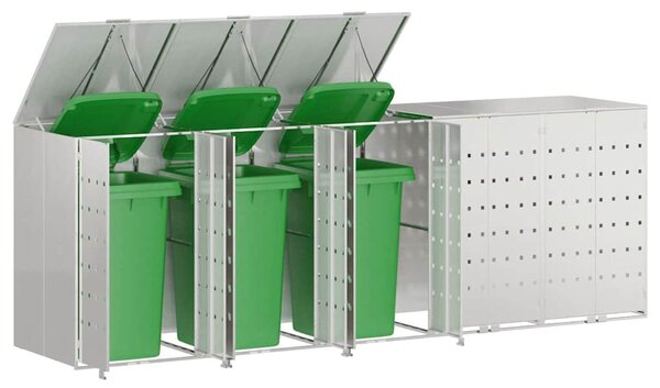 Úložný box na 3 popelnice Nerezová ocel Stříbrná 3394791