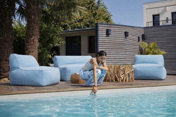 -25 % Dny MOMENTI– Bobochic Paris Světle modré zahradní křeslo Riviera