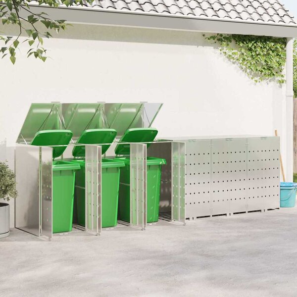Úložný box na 3 popelnice Nerezová ocel Stříbrná 3394792