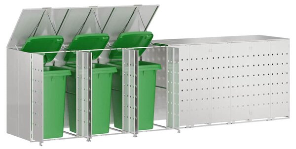 Úložný box na 3 popelnice Nerezová ocel Stříbrná 3394792