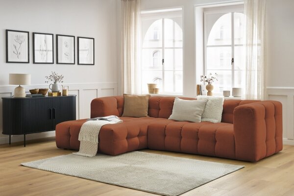 -25 % Dny MOMENTI– Bobochic Paris Terakotově oranžová rohová pohovka Cloud 288 cm, levá