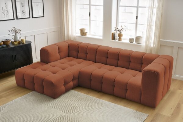 -25 % Dny MOMENTI– Bobochic Paris Terakotově oranžová rohová pohovka Cloud 288 cm, levá
