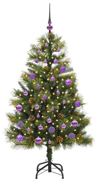 Umělý sklopný vánoční stromeček s kužely Zelená 150 cm 3395086