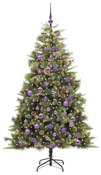 Umělý sklopný vánoční stromeček s kužely 300 LED Teplá bílá 3395095
