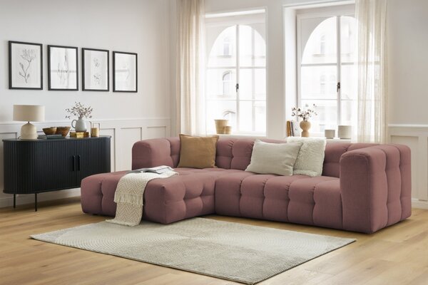 -25 % Dny MOMENTI– Bobochic Paris Růžová rohová pohovka Cloud 288 cm, levá