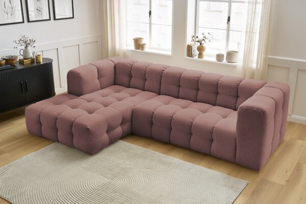 -25 % Dny MOMENTI– Bobochic Paris Růžová rohová pohovka Cloud 288 cm, levá