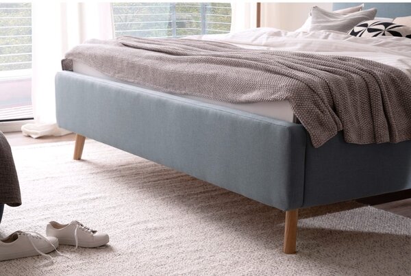 Šedomodrá čalouněná dvoulůžková postel s úložným prostorem s roštem 160x200 cm Mattis – Meise Möbel