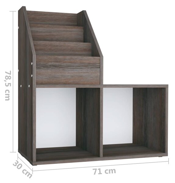 Dětský regál na časopisy šedý dub sonoma 71x30x78,5 cm kompozit 339519