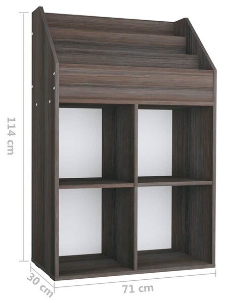 Dětský regál na časopisy šedý dub sonoma 71x30x114 cm kompozit 339533
