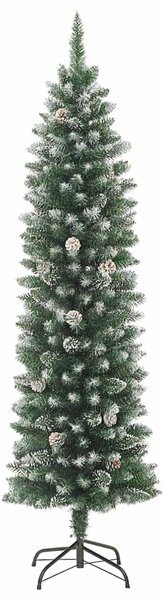 Umělý štíhlý vánoční strom Zelená a bílá 210 cm 3395312
