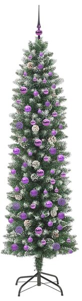 Umělý štíhlý vánoční strom Zelená a bílá 210 cm 3395311