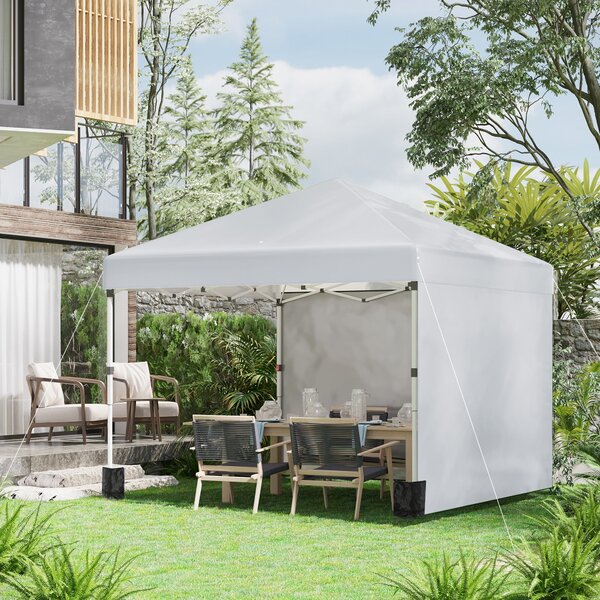 Outsunny Pavilón cca 3x3m, voděodolný pevný zimní skládací pavilón s 2 bočními stěnami, UV ochrana 30+, skládací párty stan s taškou, zahradní pavilón