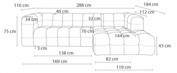 -25 % Dny MOMENTI– Bobochic Paris Tmavě modrá rohová pohovka Cloud 288 cm, pravá