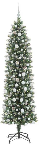 Umělý štíhlý vánoční strom Zelená a bílá 210 cm 3395308