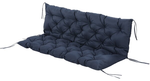 Outsunny Polštář na Lavici pro 3 Osoby 150 x 98 x 8 cm Sedací Polštář s Popruhy Zádový Polštář pro Interiéry/Exteriéry Čalounění na Lavici Zahradní La